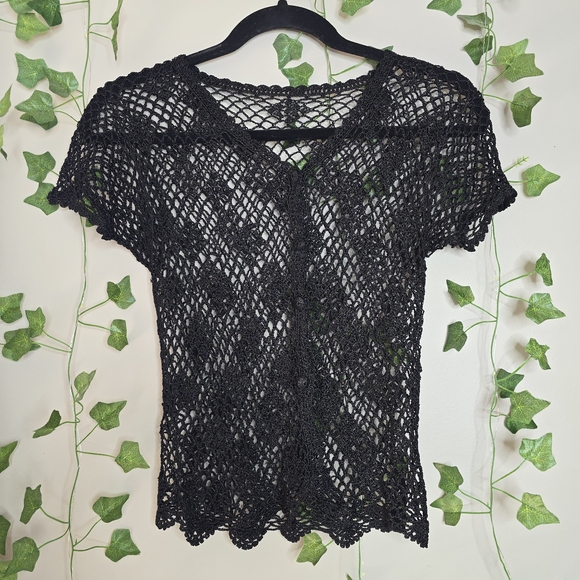 Black Crochet Women Top - Picture 4 of 10